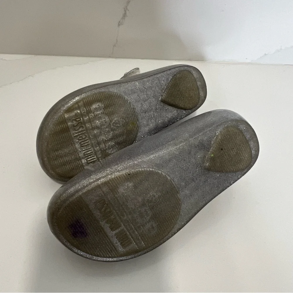 Mini Melissa Kids' Silver Glitter Shoes with Butterflies size 9